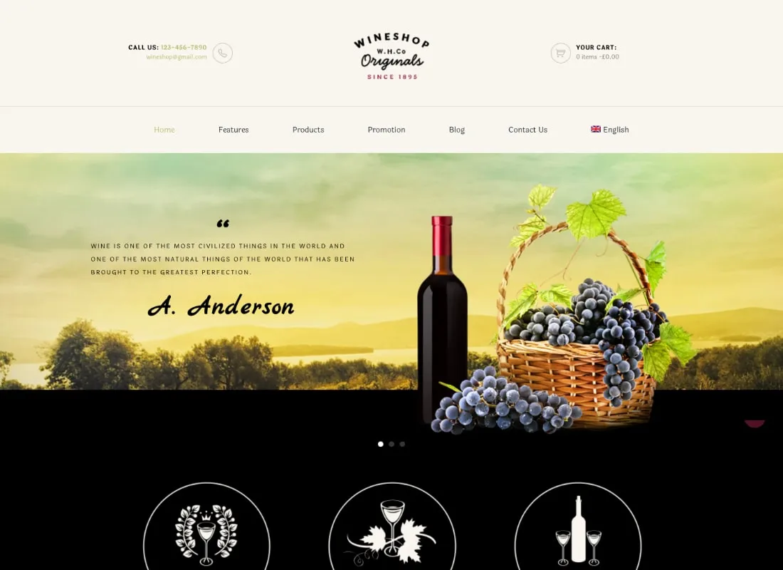 Tienda de vinos | Tienda de entrega en línea de comida y vino Tema de WordPress