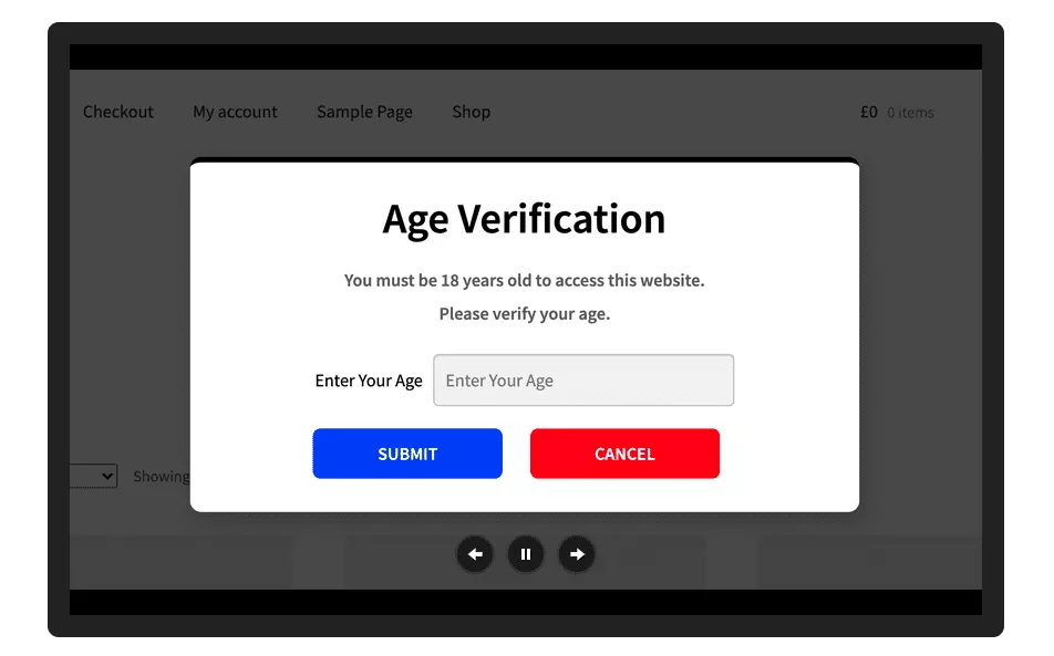 Age Verification Popup ، مكون إضافي لعربة WooCommerce للتحقق من عمر العميل
