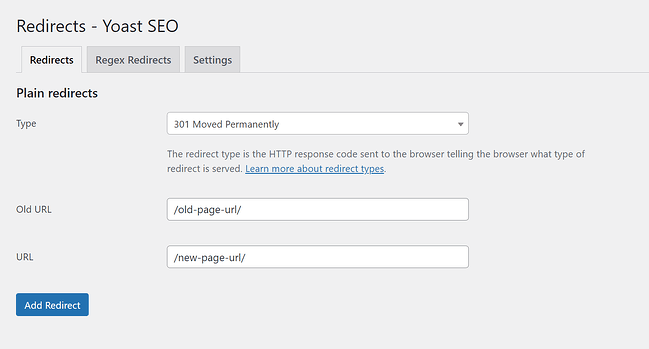 Gerenciador de redirecionamento premium Yoast SEO
