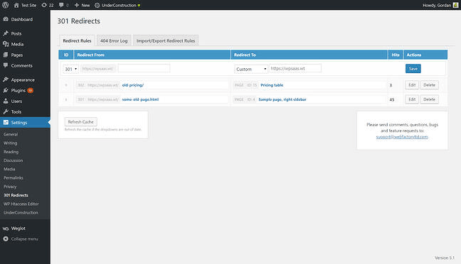 301 redireciona o plugin WordPress