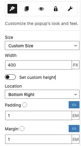 Nelio Popups personalizam menu