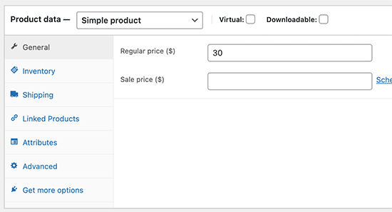 أضف بيانات منتج WooCommerce