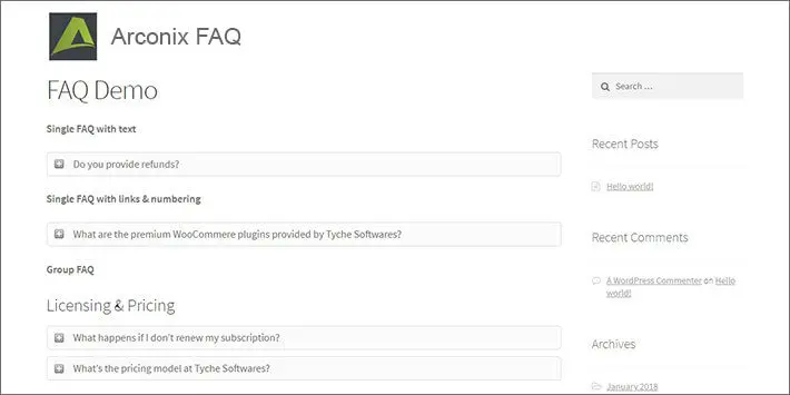 Arconix FAQ Wtyczka WordPress