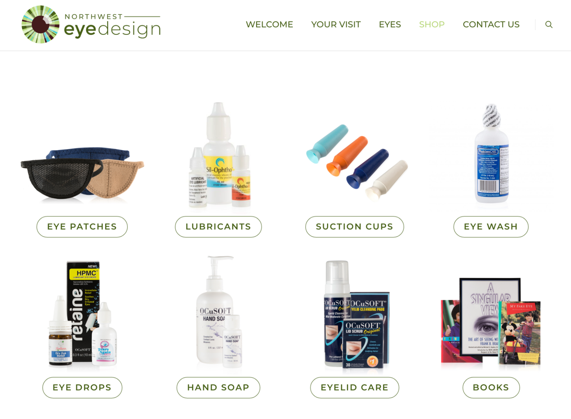 prodotti elencati sul sito di Northwest Eye Design