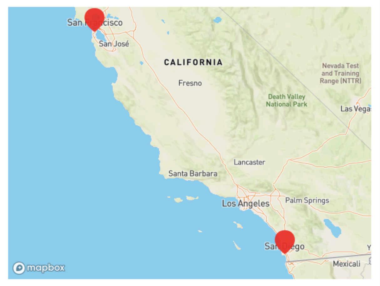 Visualizzazione del blocco mappa Jetpack con più posizioni