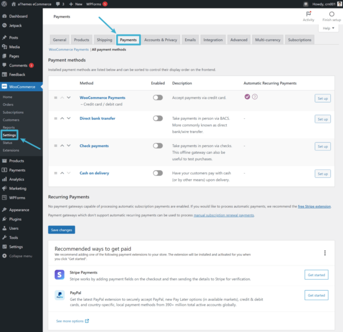 WordPress 전자 상거래 상점에 대한 지불을 설정하는 방법