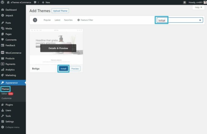 WordPress 전자 상거래 스토어에 Botiga 테마를 설치하는 방법