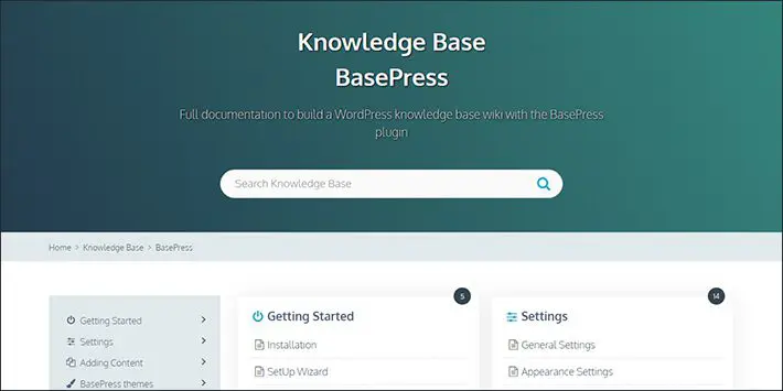Plugin WordPress da Base de Conhecimento BasePress