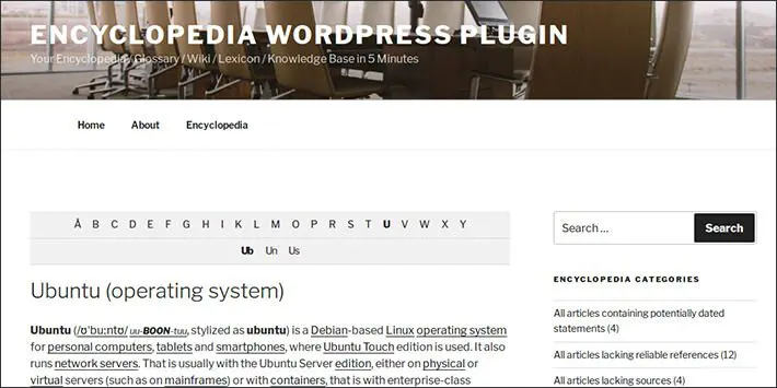 Enciclopédia Glossário Wiki Base de Conhecimento Plugin WordPress