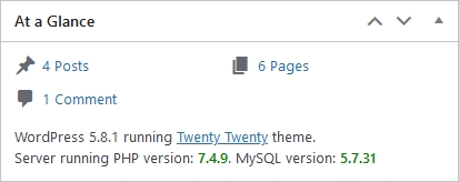 PHP 버전 표시는 At Glance 관리 대시보드 위젯에서 PHP 버전을 표시합니다.