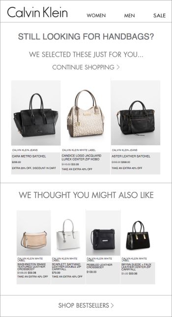E-mails de sugestões de produtos recomendados