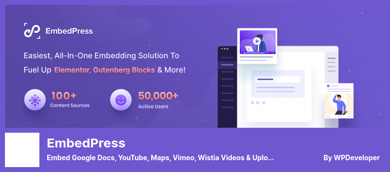 EmbedPress 플러그인 - Google 문서, YouTube, 지도, Vimeo, Wistia 동영상 포함 및 Gutenberg 및 Elementor에서 PDF, PPT 업로드