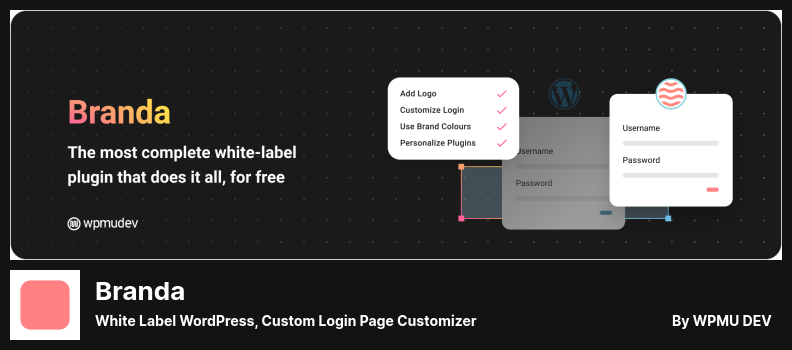 البرنامج المساعد براندا - White Label WordPress ، مخصص صفحة تسجيل الدخول