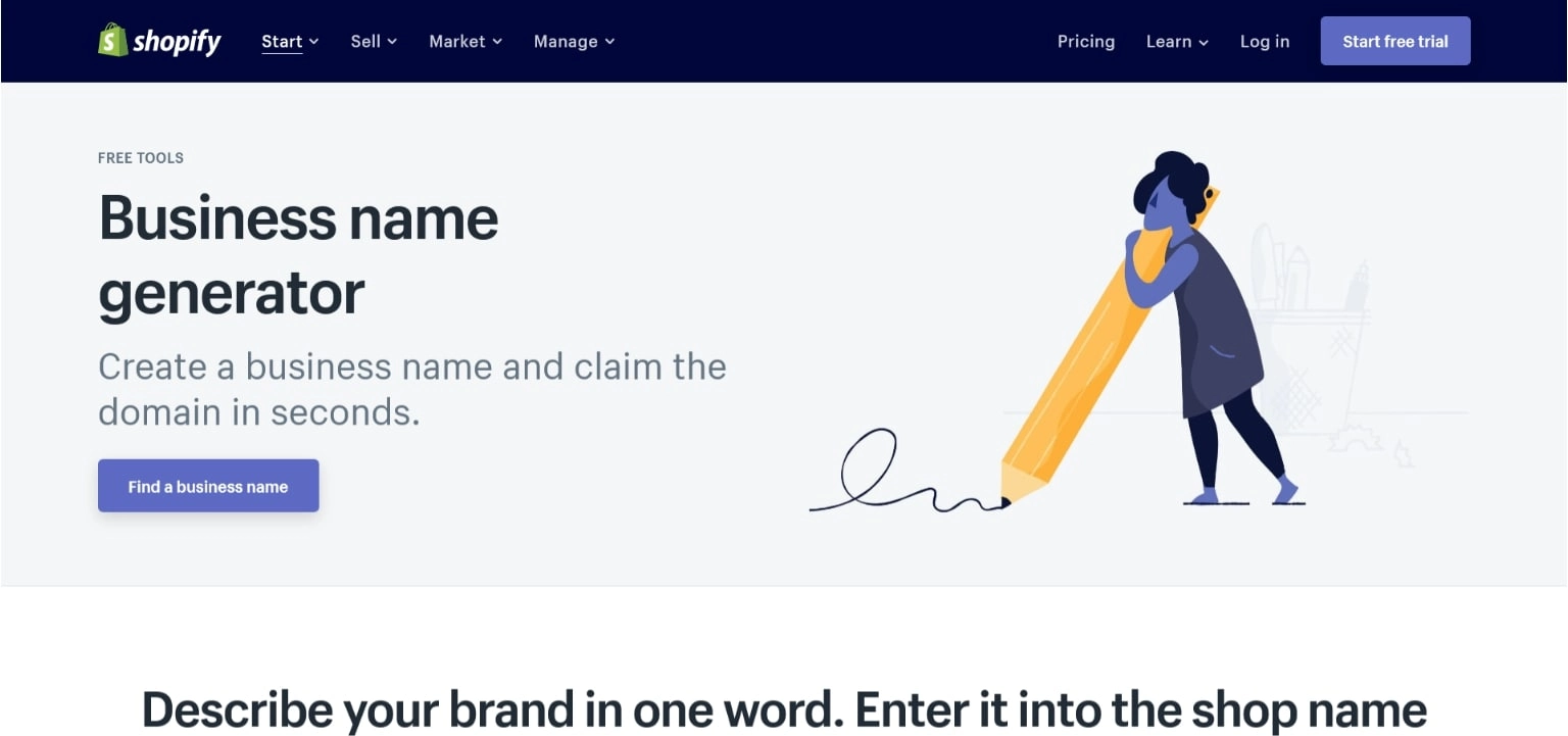 Shopify-Namensgenerator für Unternehmen
