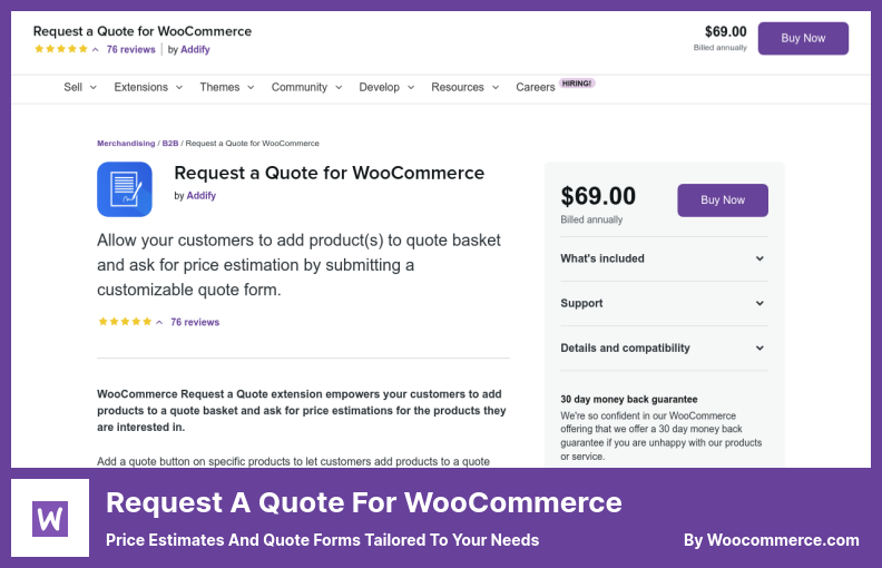 اطلب عرض أسعار لبرنامج WooCommerce الإضافي - تقديرات الأسعار ونماذج الاقتباس المصممة لاحتياجاتك