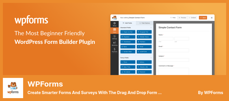 WPForms Plugin - إنشاء نماذج واستطلاعات أكثر ذكاءً باستخدام أداة إنشاء النماذج بالسحب والإفلات
