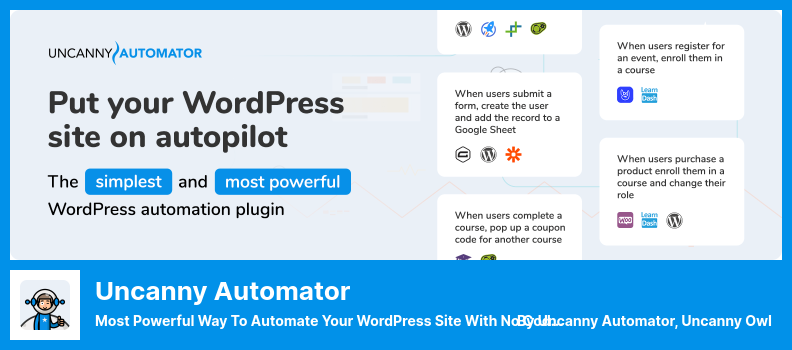 Uncanny Automator 플러그인 - 코드 없이 WordPress 사이트를 자동화하는 가장 강력한 방법