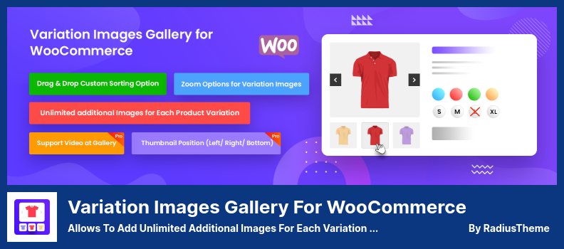معرض صور التباين الخاص ببرنامج WooCommerce الإضافي - يسمح بإضافة صور إضافية غير محدودة لكل مجموعة متنوعة من المنتجات