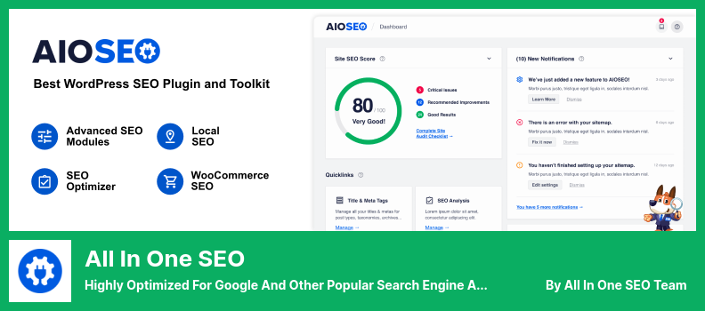 All-in-One-SEO-Plugin – Hochgradig optimiert für Google und andere beliebte Suchmaschinenalgorithmen