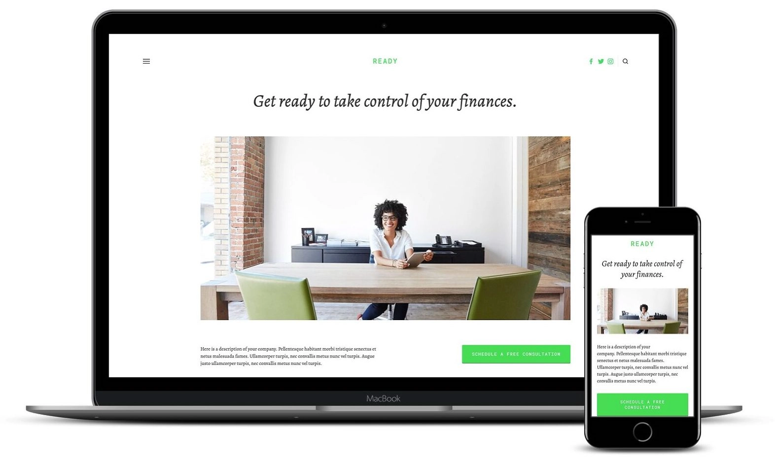 Ready는 전문가를 위한 최고의 Squarespace 템플릿 중 하나입니다.