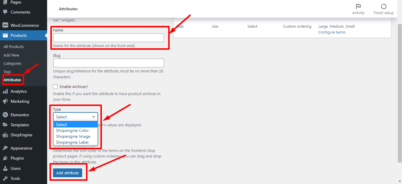 Aggiungi attributo per creare variazioni WooCommerce