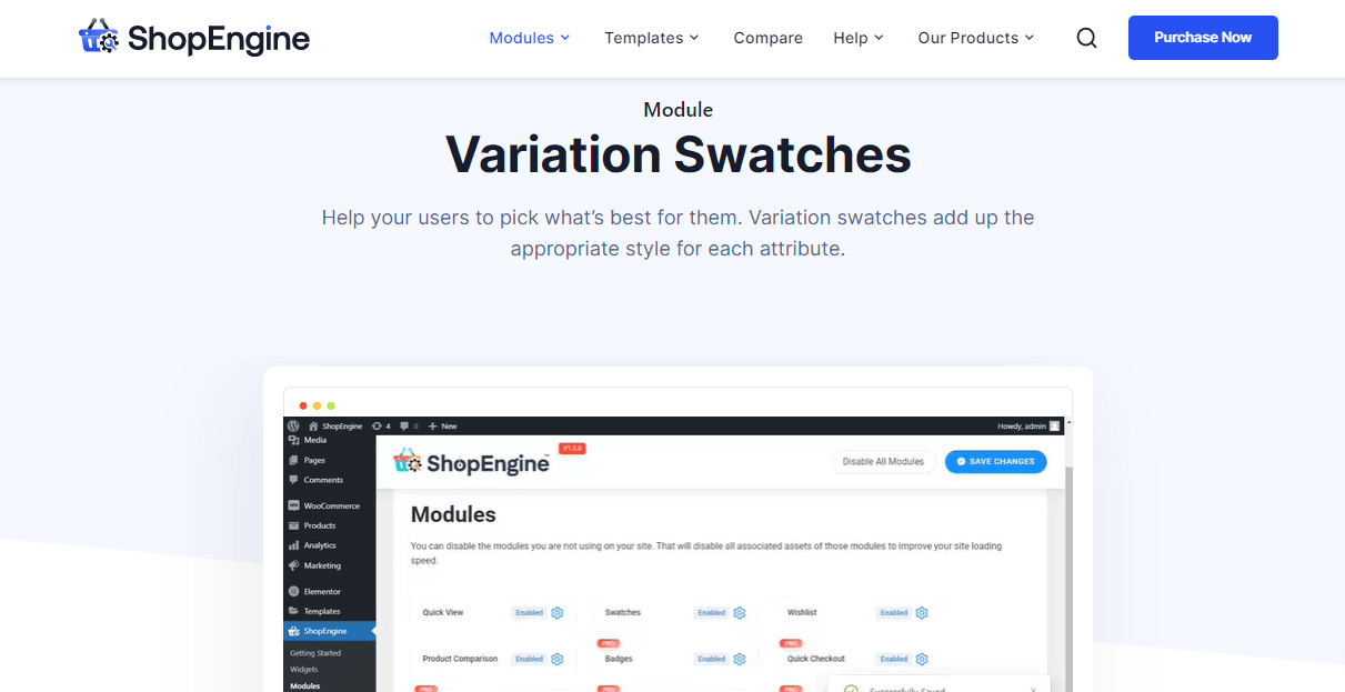 Plugin per prodotti variabili ShopEngine WooCommerce