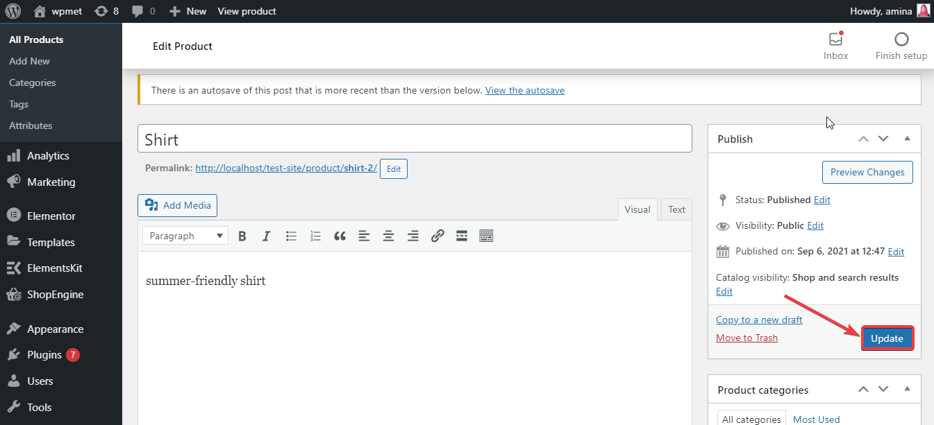 Aggiorna il prodotto variabile WooCommerce con ShopEngine