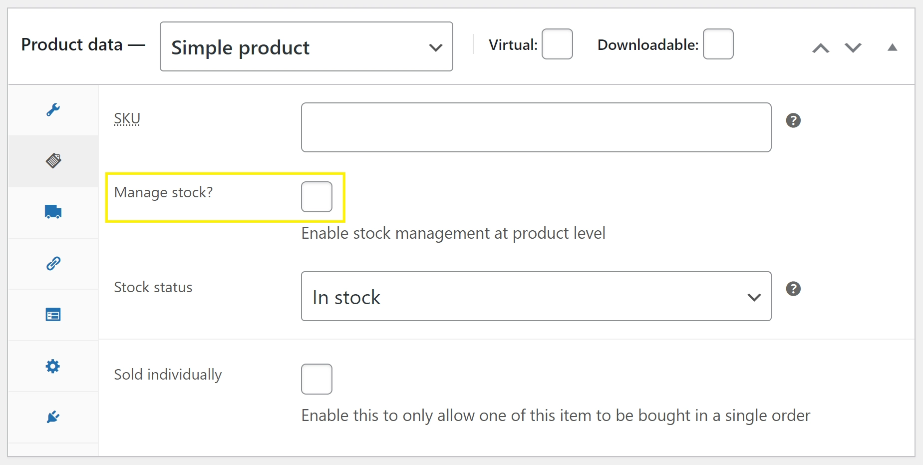 الخطوة الأولى لإدارة مخزون WooCommerce: تمكين الأداة.