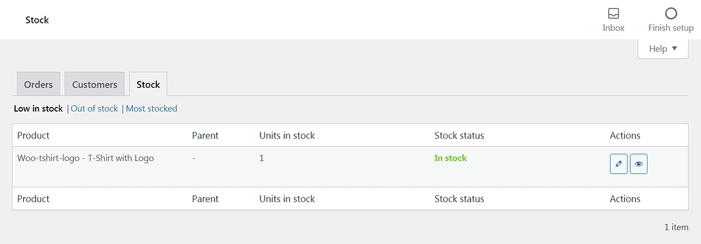 تقارير المخزون في WooCommerce.