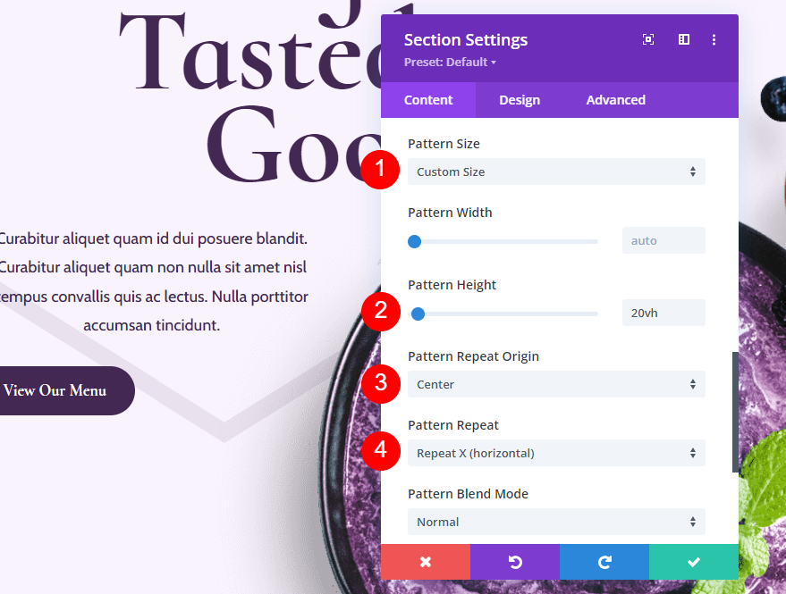 Al treilea exemplu de model de fundal cu dimensiune personalizată