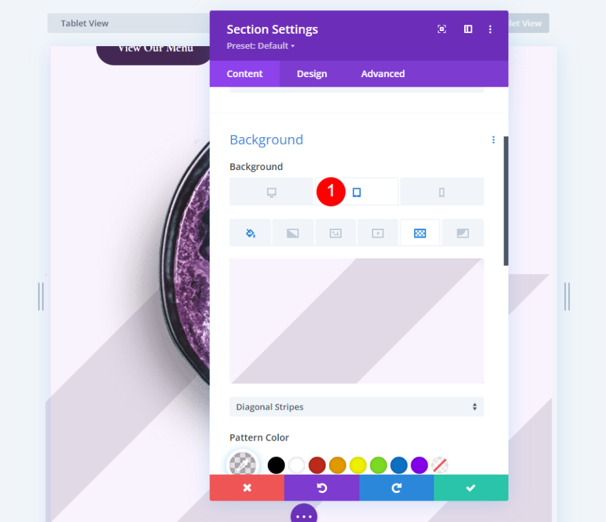 Primul exemplu de model de fundal cu dimensiune personalizată