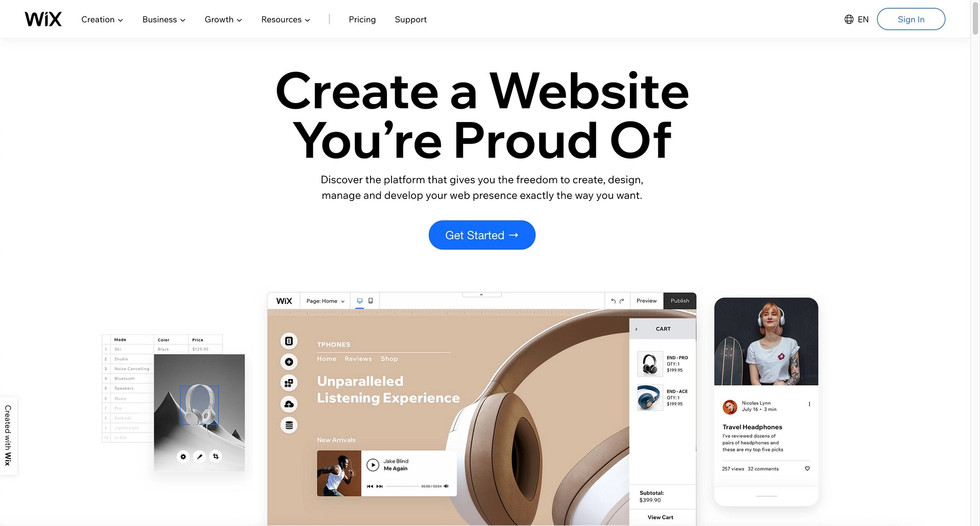 Wix-Startseite - Wix vs. Weebly