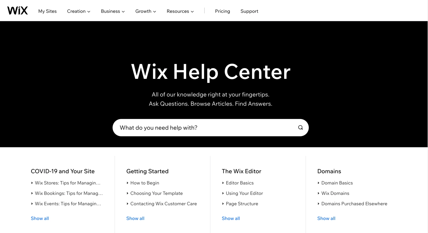 Wix-Hilfezentrum