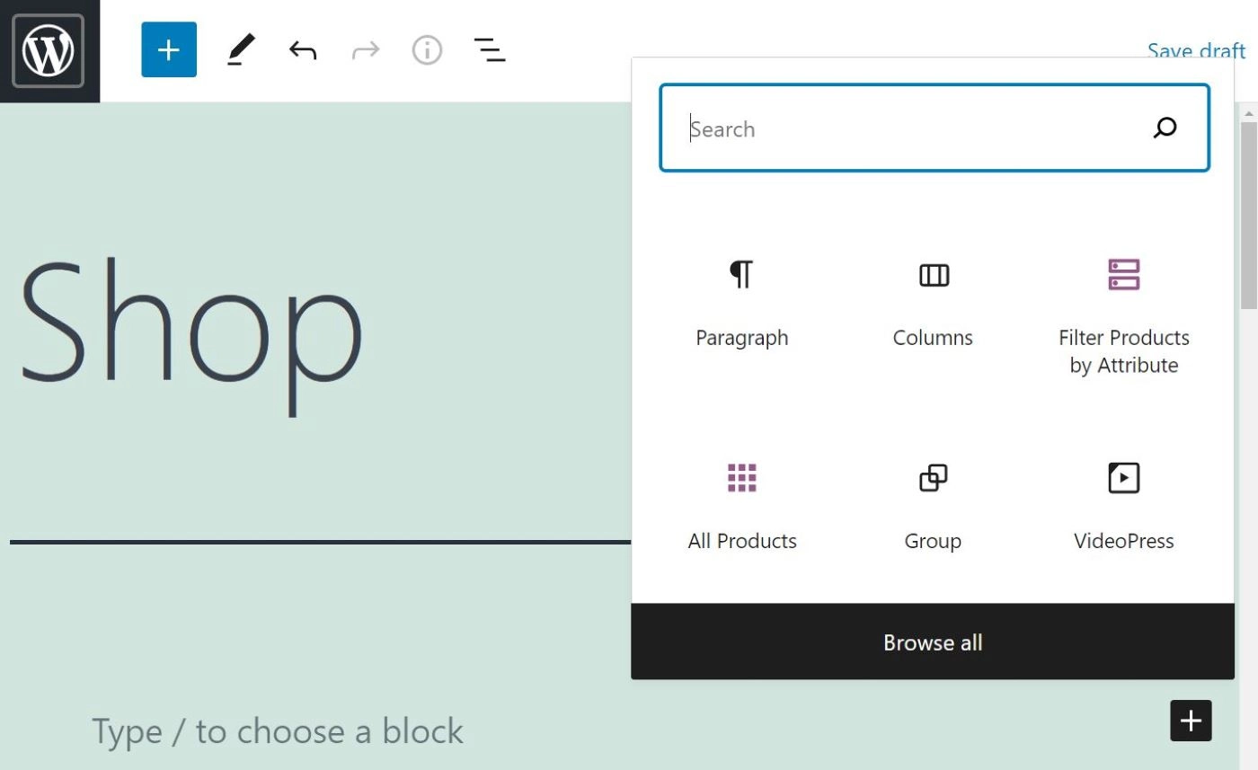 Aggiunta di nuovi blocchi WooCommerce nell'Editor blocchi