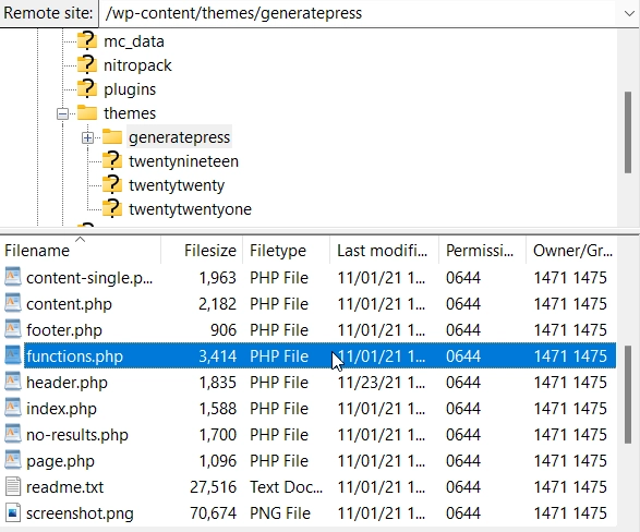 function.php 파일 위치 - 503 오류 수정
