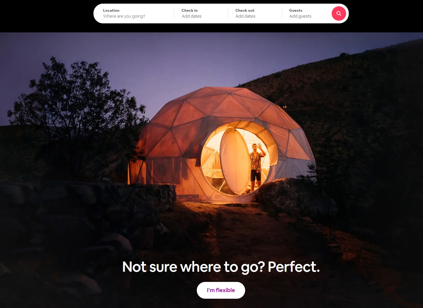 На главной странице AirBnb представлен один из самых эффективных примеров призыва к действию.