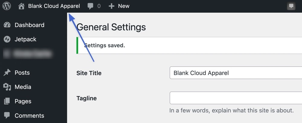 o nome mudou no backend do wordpress