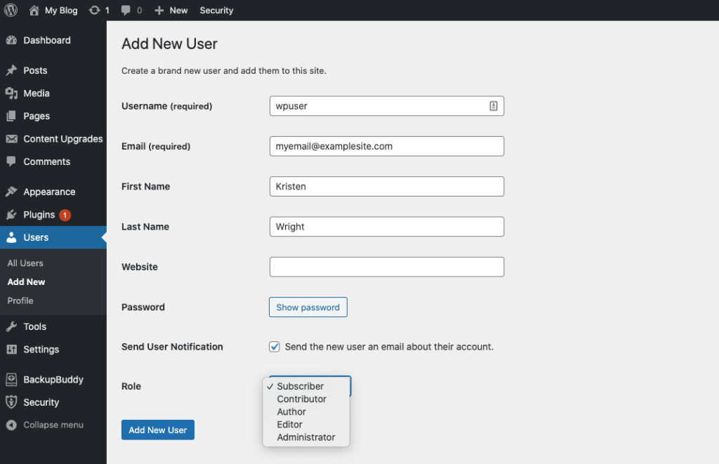 Tambahkan Pengguna Baru di WordPress