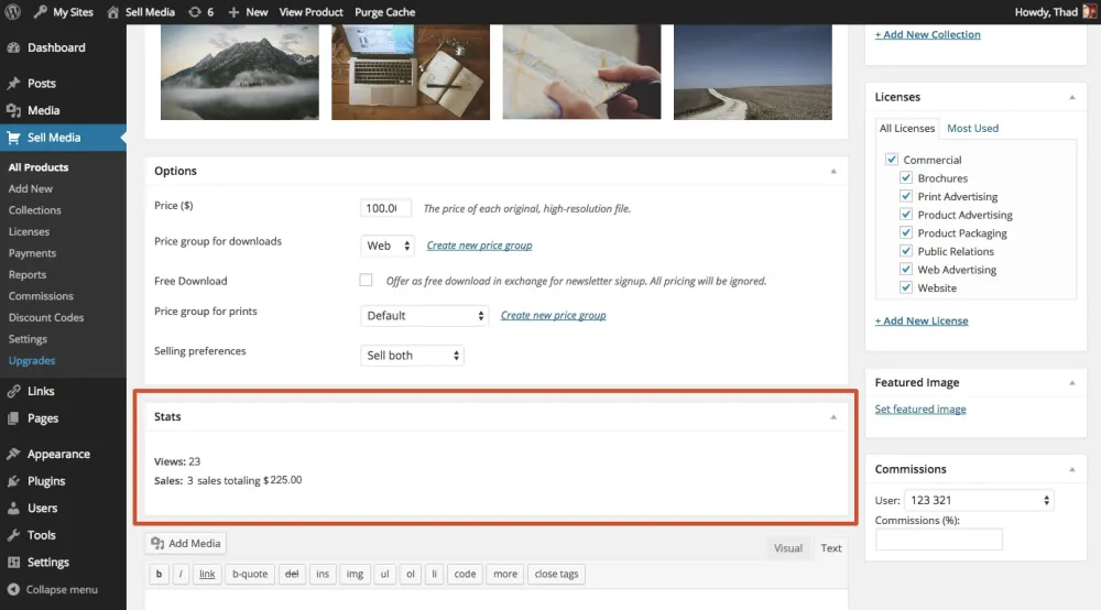 WordPress-Foto-Warenkorb-Statistiken