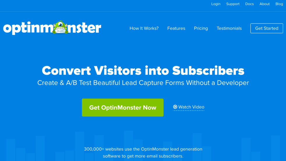 الصفحة الرئيسية لـ OptinMonster.