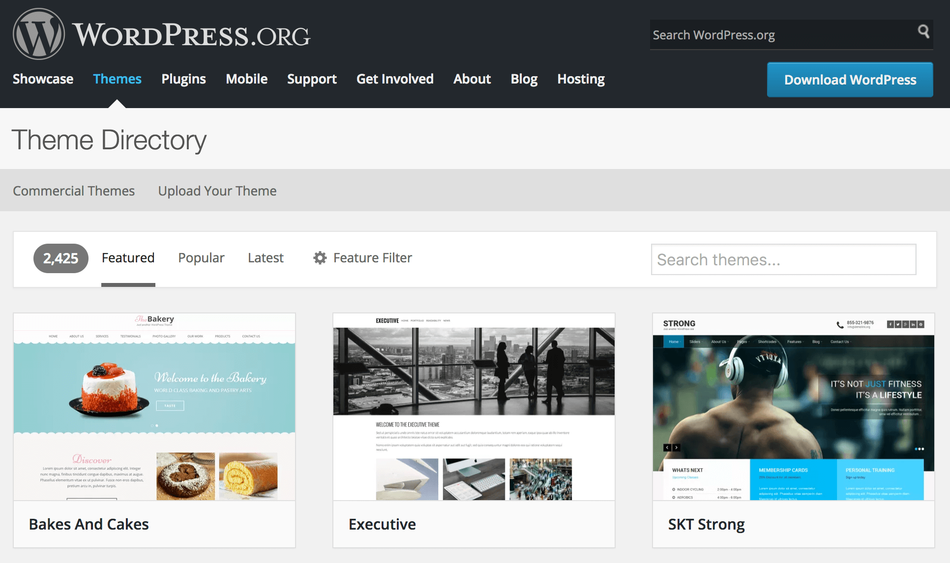 Katalog motywów WordPress.org.