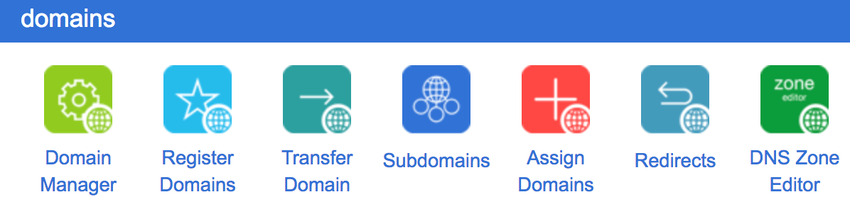 Die Registerkarte Subdomains in cPanel.