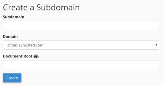 Ustawienia Twojej subdomeny.