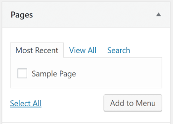 Możliwość dodawania stron do menu WordPress.