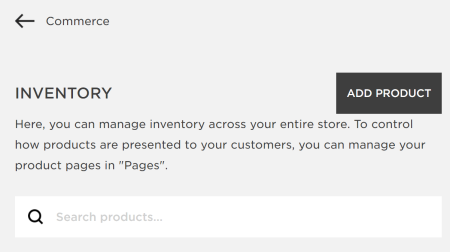 Die Option, ein Produkt zu Squarespace hinzuzufügen.