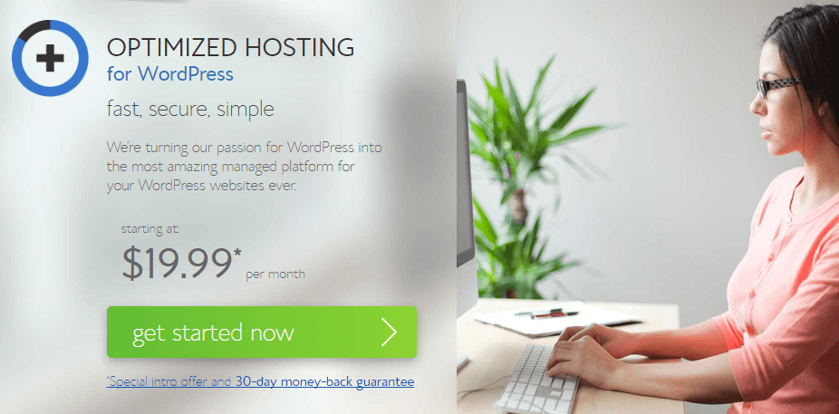 Домашняя страница Bluehost.