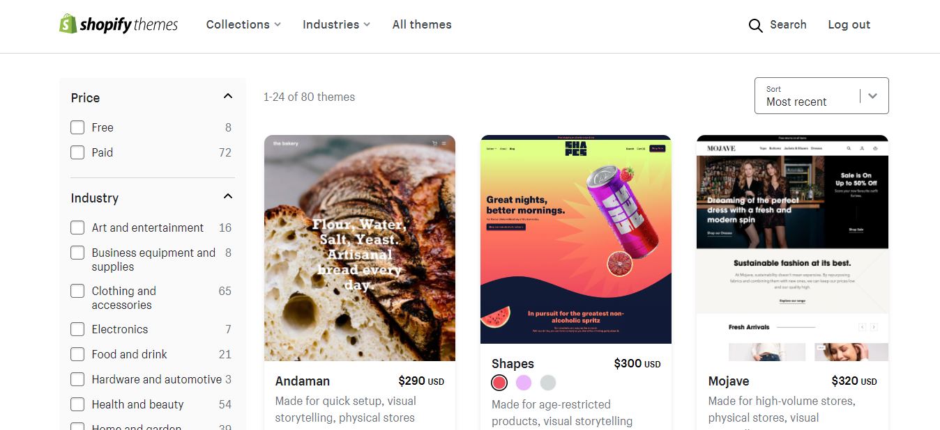 유료 Shopify 테마