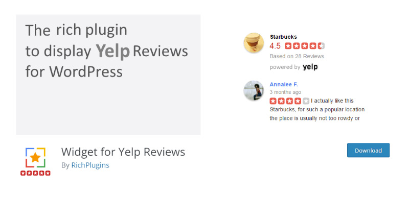 5+ WordPress Yelp 评论的最佳工具 4 Widget for Yelp Reviews