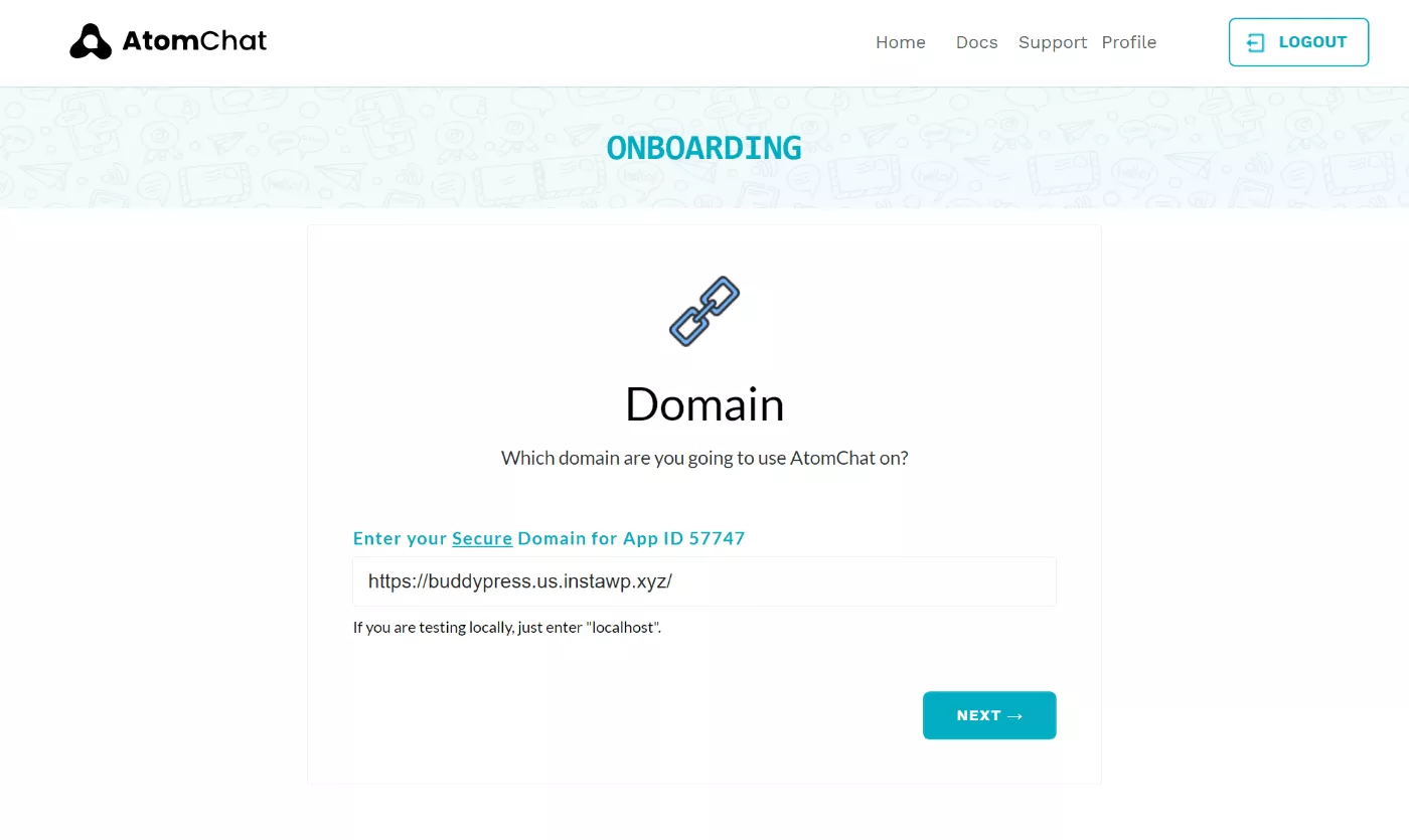 AtomChat onboarding