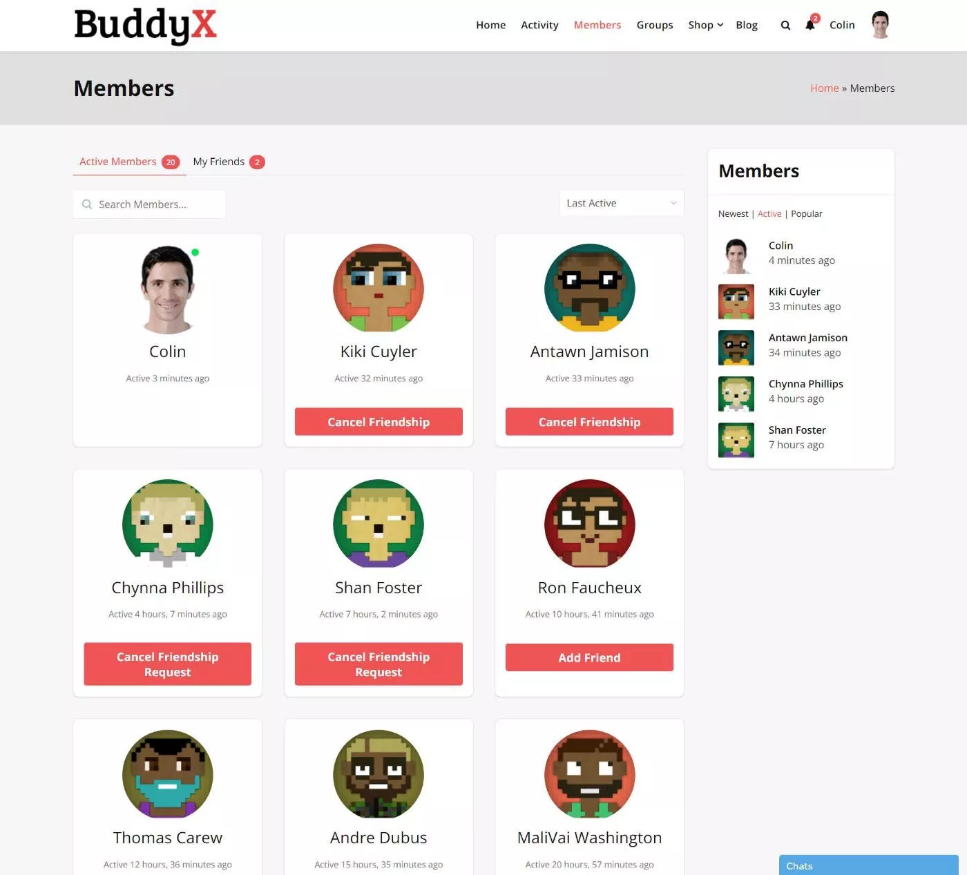 مثال مجتمع BuddyPress